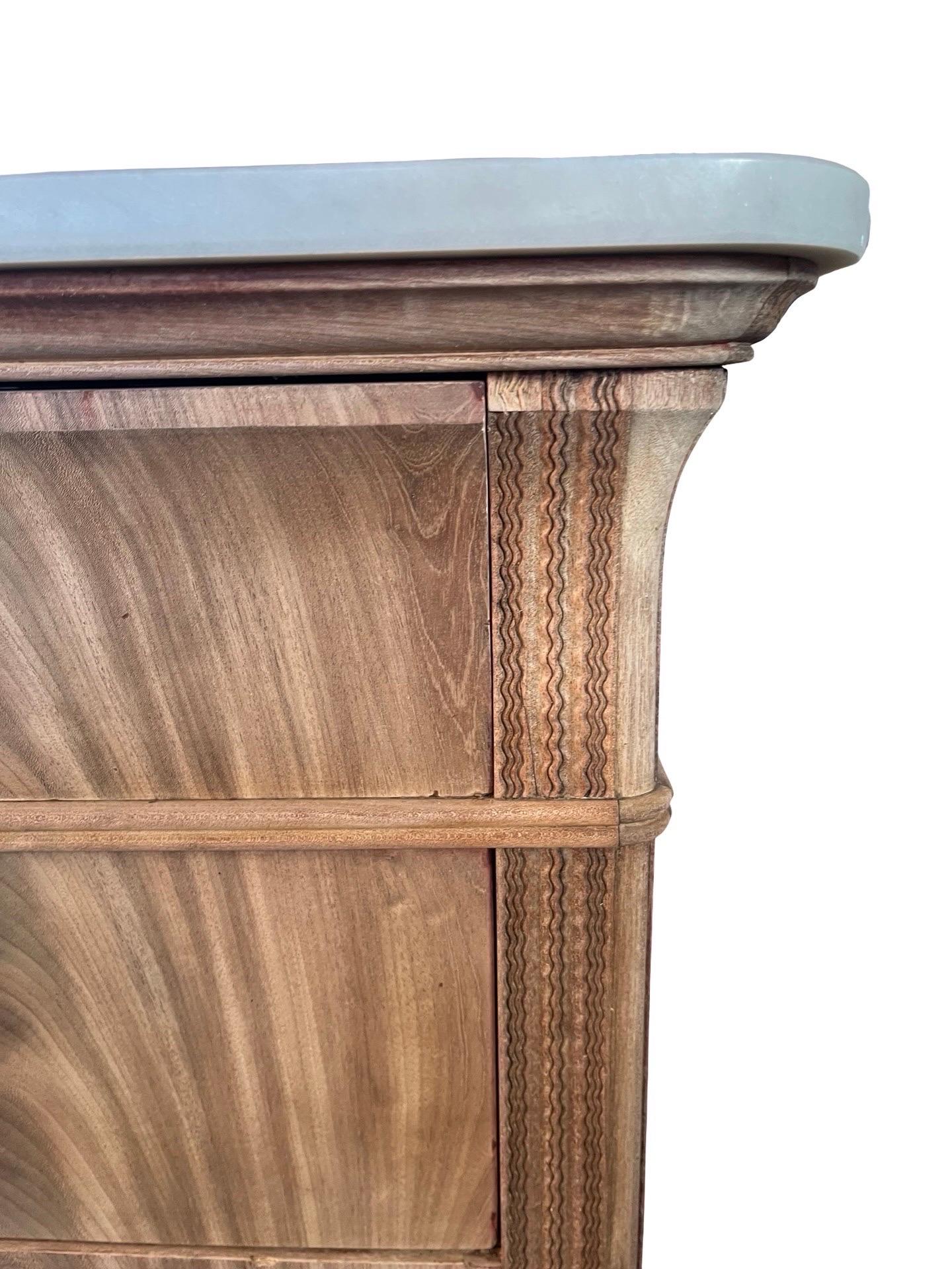 19th Century Bleached Mahogany Italian Carlo X Secretary With White Marble For Sale 2