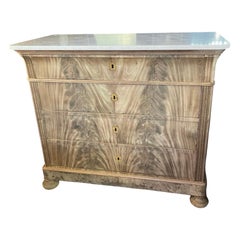 19th Century Bleached Mahogany Italian Carlo X Secretary With White Marble