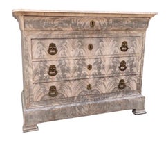 19th Century Bleached Mahogany Louis Philippe Chest/ Commode with Marble Top