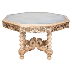 Table de centre en Oak Oak blanchi du 19ème siècle