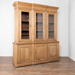 19th Century Bleached Oak French Bookcase Display Cabinet