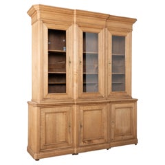 19th Century Bleached Oak French Bookcase Display Cabinet