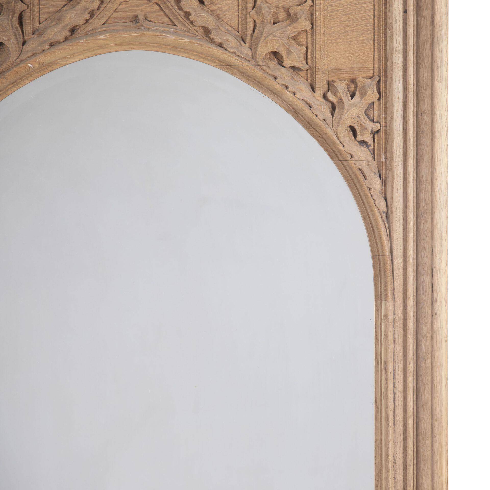 19th Century Bleached Oak Gothic Mirror For Sale 2