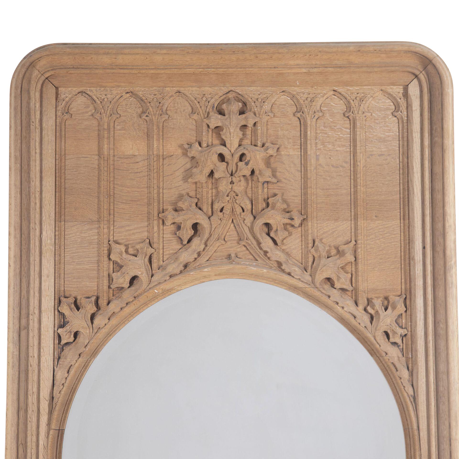 19th Century Bleached Oak Gothic Mirror For Sale 3