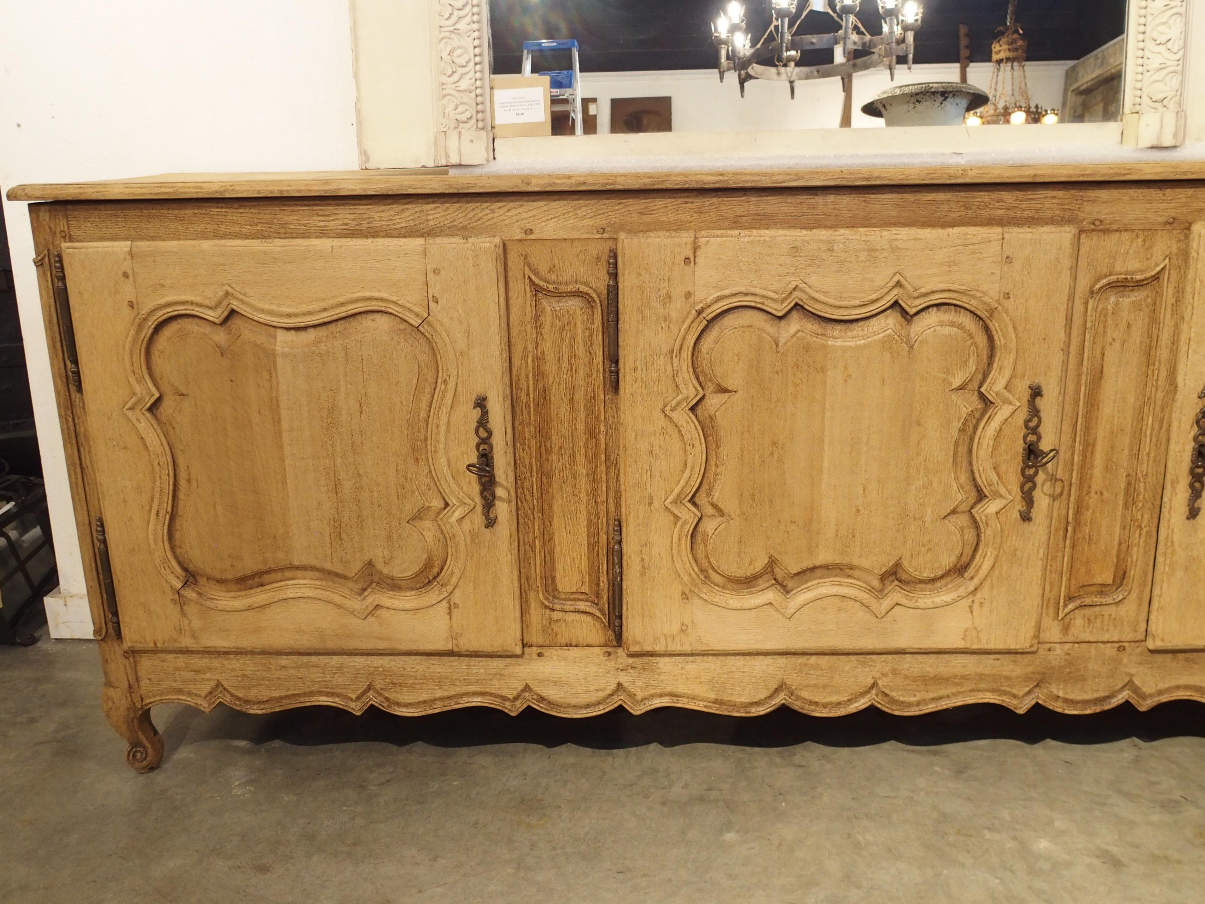 19th Century Bleached Oak Louis XV Style 3-Door Enfilade Buffet from France For Sale 6