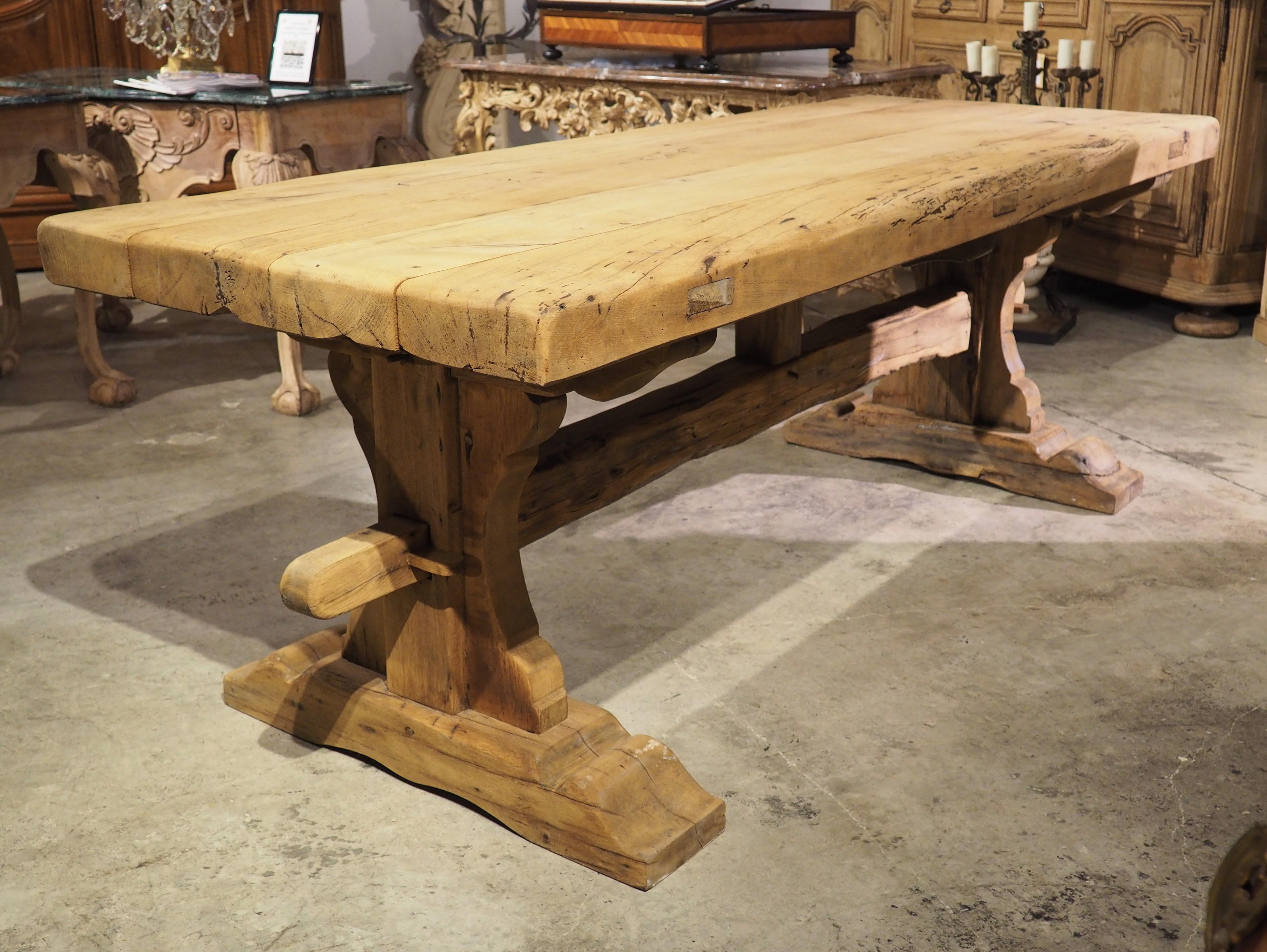 19th Century Bleached Oak Monastery Table from France 8