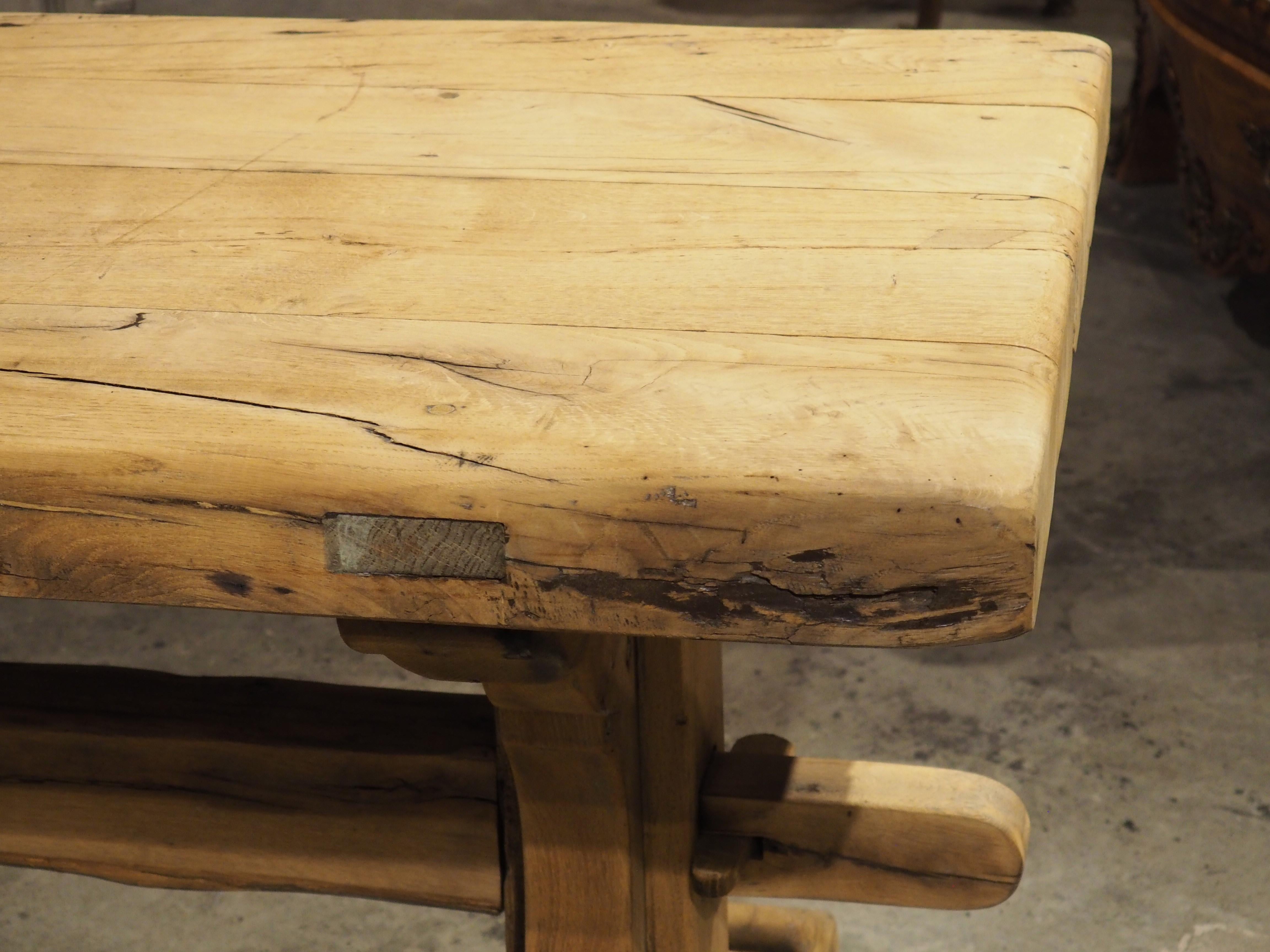 19th Century Bleached Oak Monastery Table from France 10