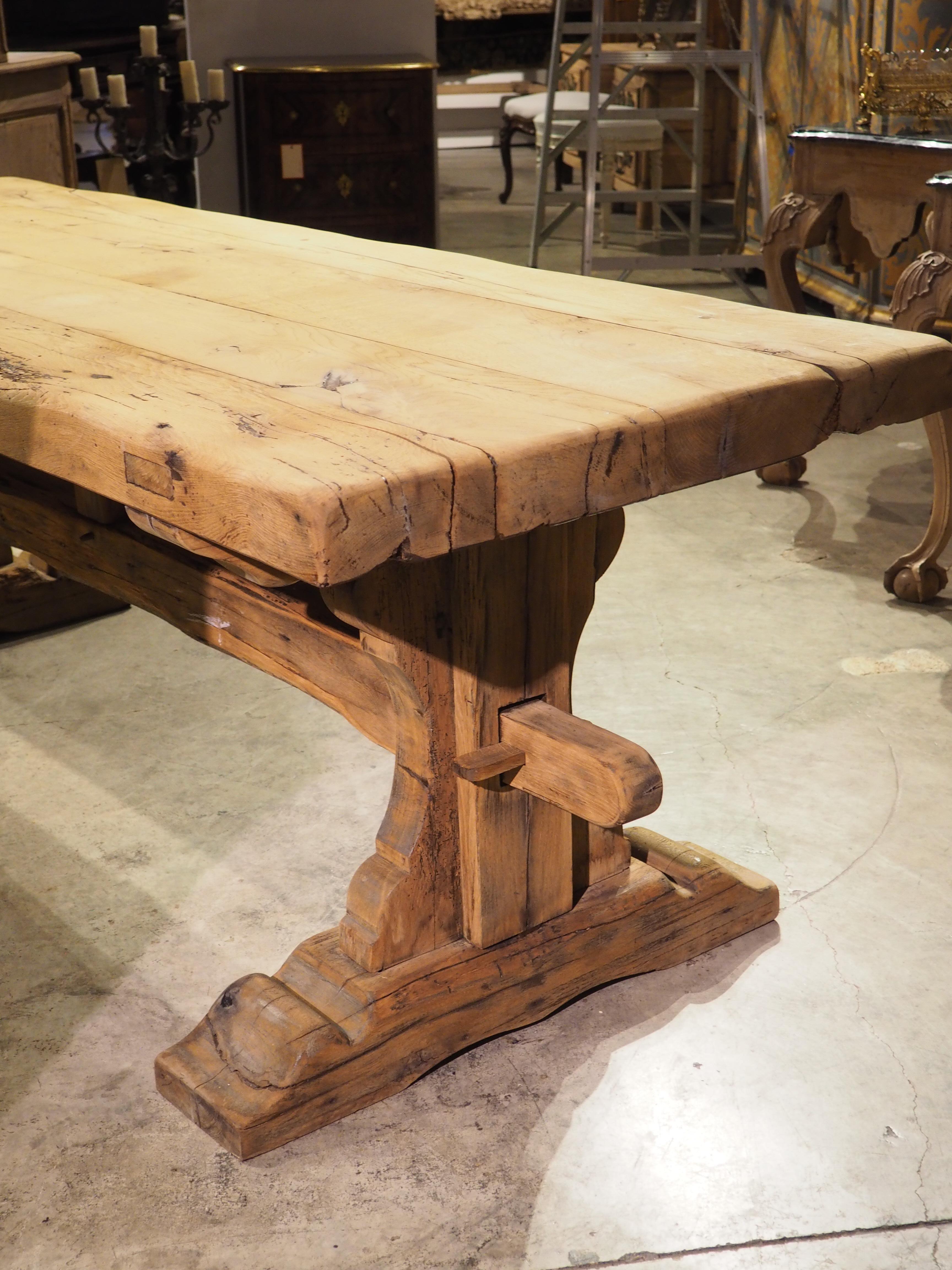 19th Century Bleached Oak Monastery Table from France 12