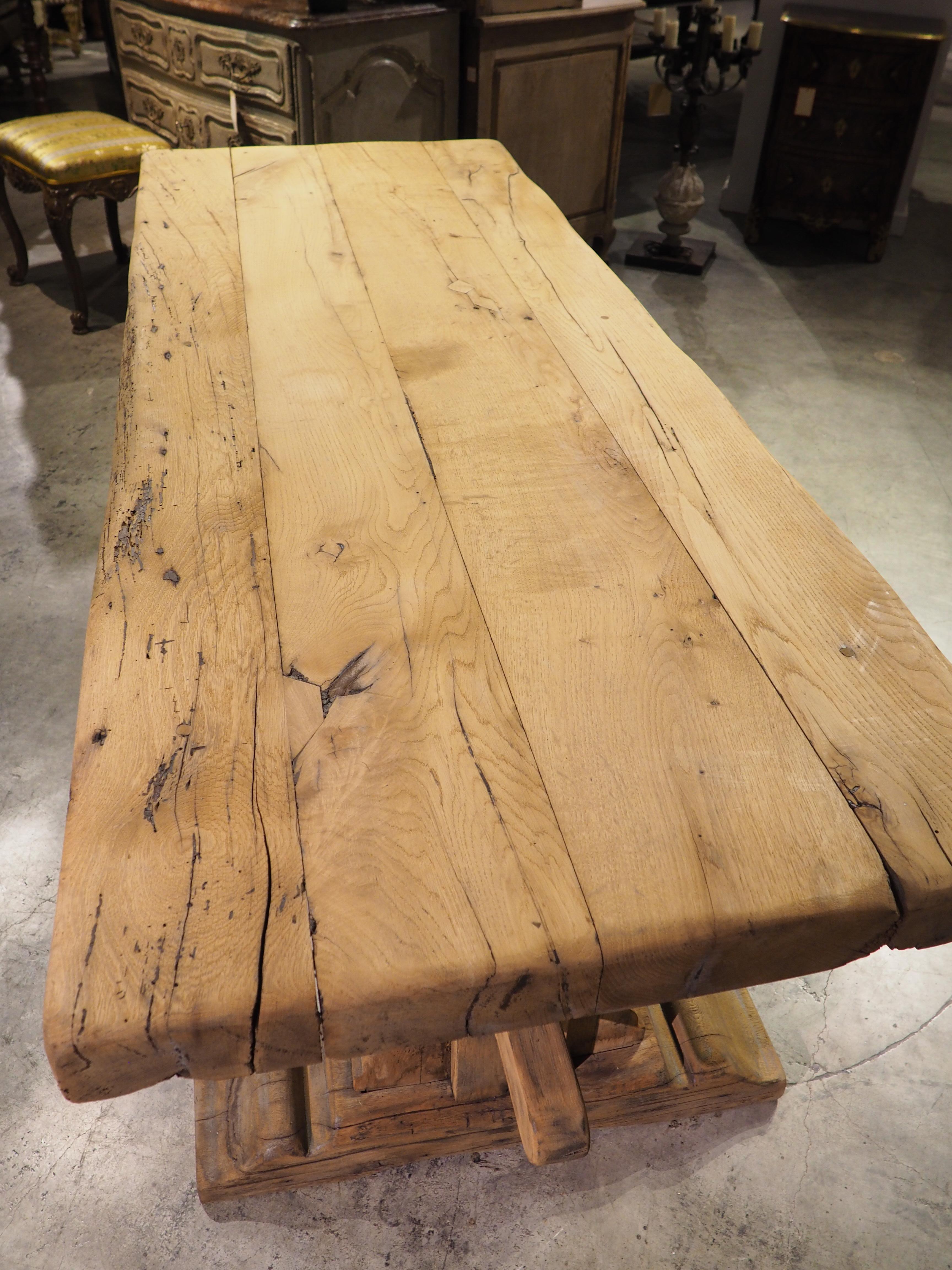 19th Century Bleached Oak Monastery Table from France 13