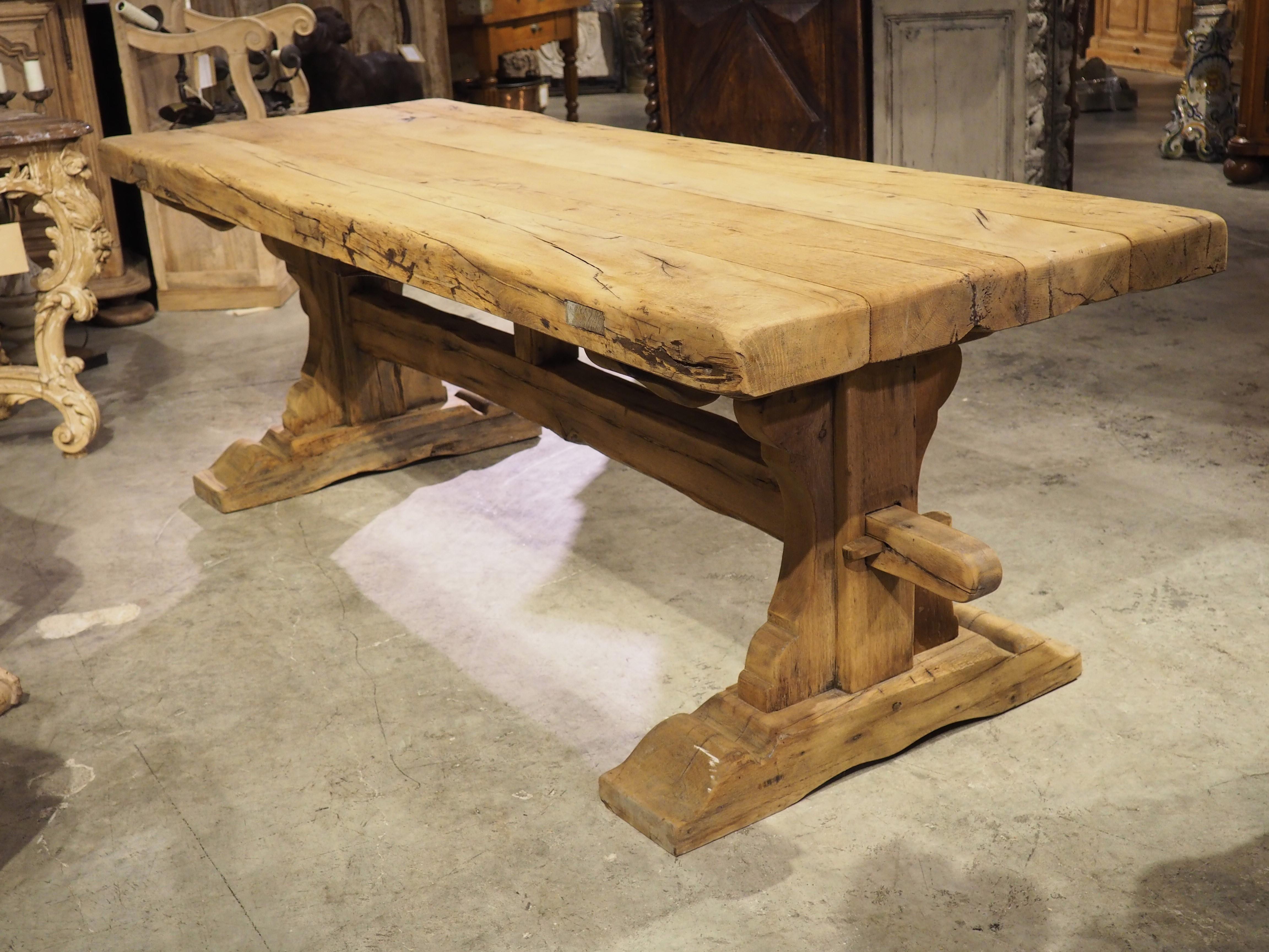 19th Century Bleached Oak Monastery Table from France 15
