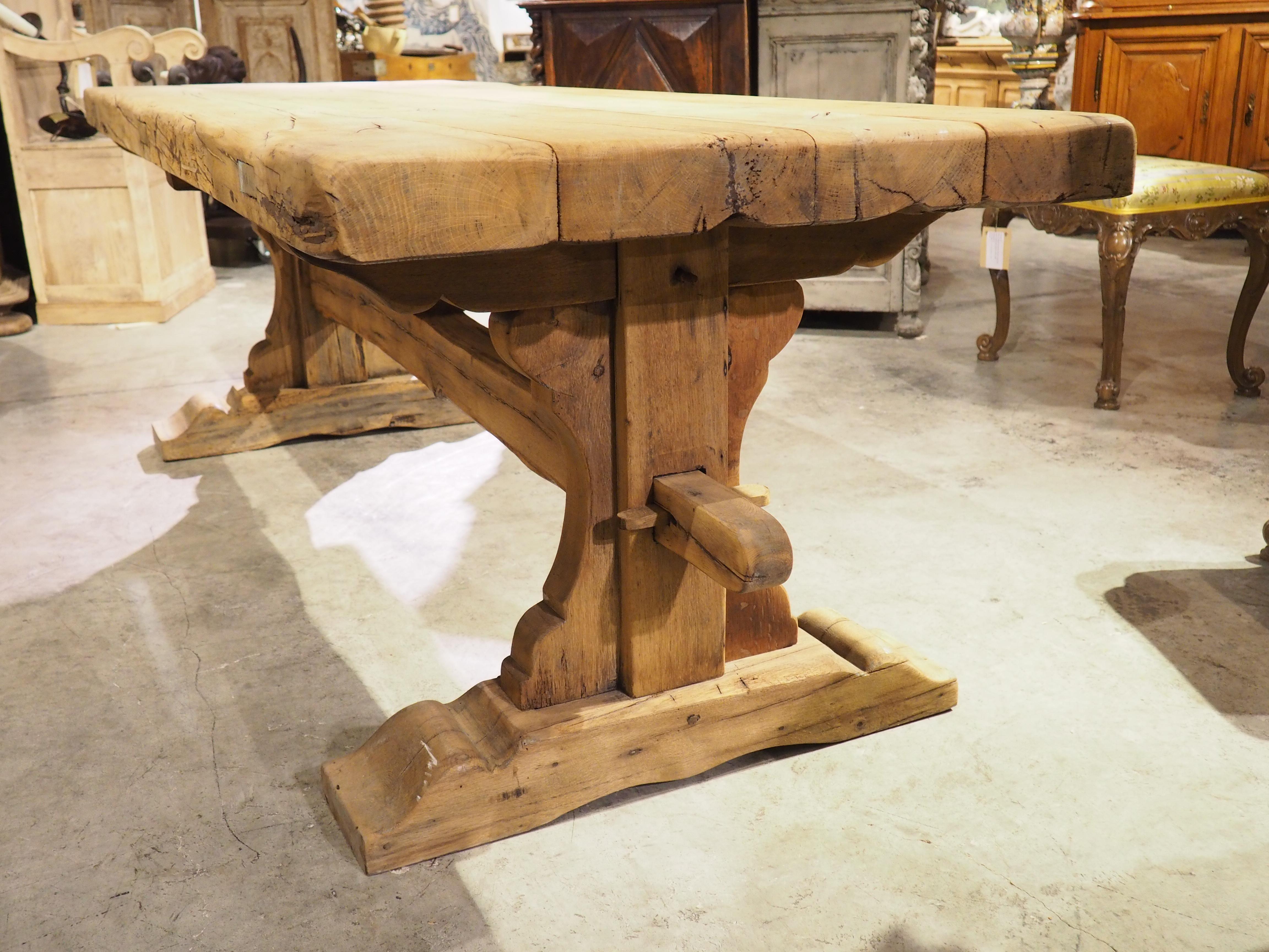19th Century Bleached Oak Monastery Table from France 4