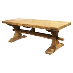 Antique 19th Century Bleached Oak Monastery Table from France