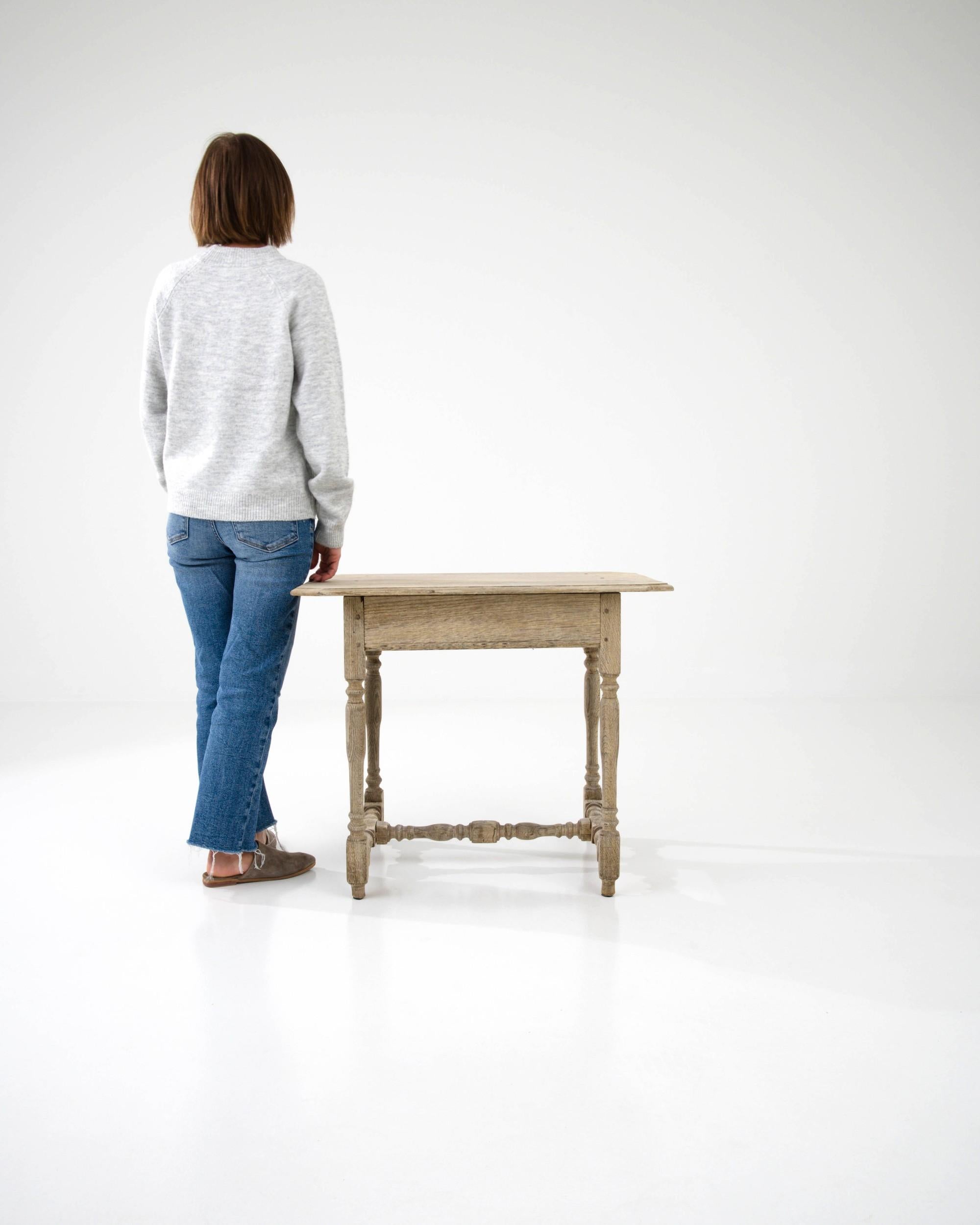 French Provincial 19th Century Bleached Oak Side Table