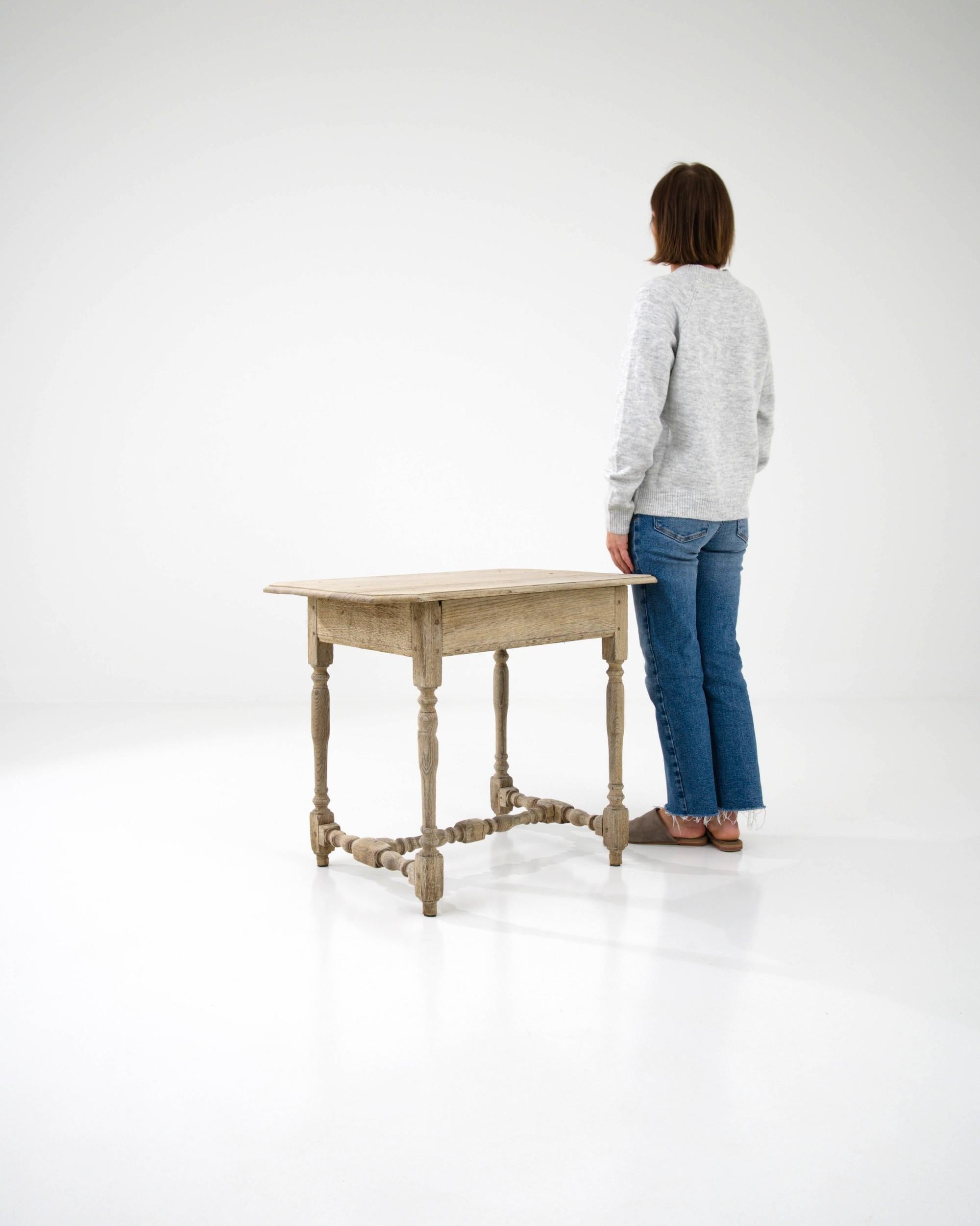 19th Century Bleached Oak Side Table In Good Condition In High Point, NC