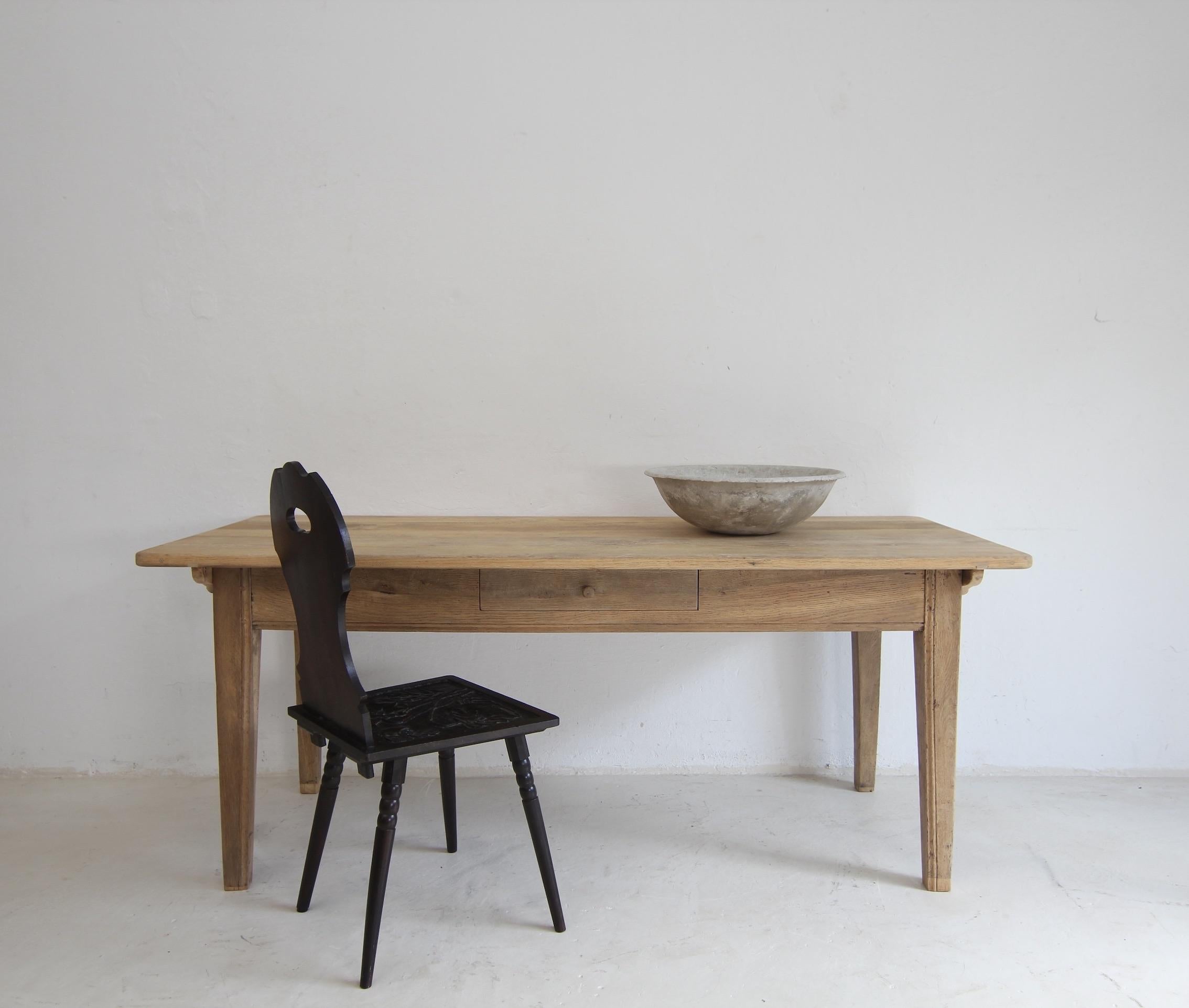 Blanchi Table en Oak Oak blanchi du 19ème siècle en vente