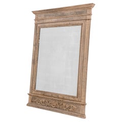 Antique 19th Century Bleached Oak Trumeau Mirror