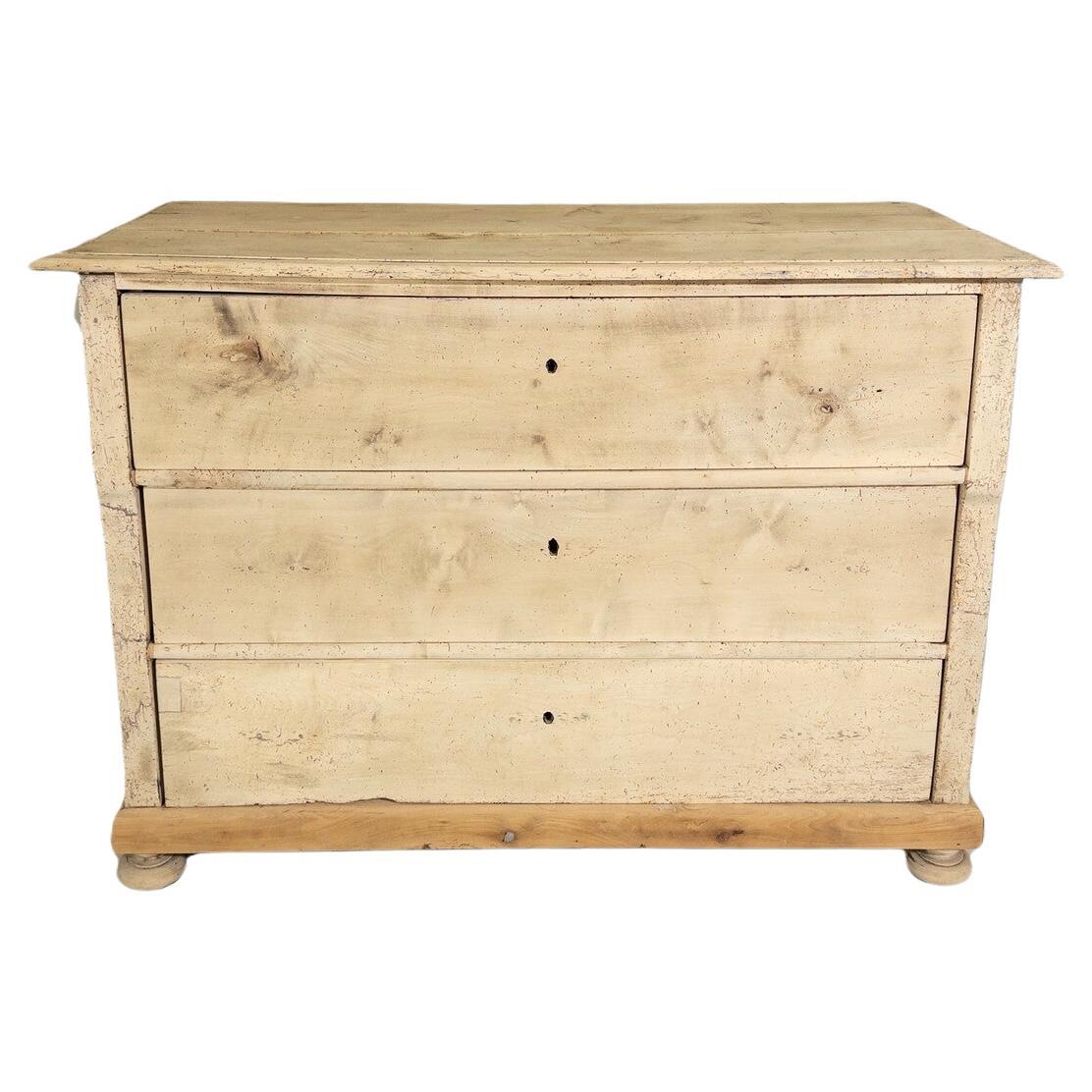 19th Century Bleached Pine 3 Drawer French Chest For Sale