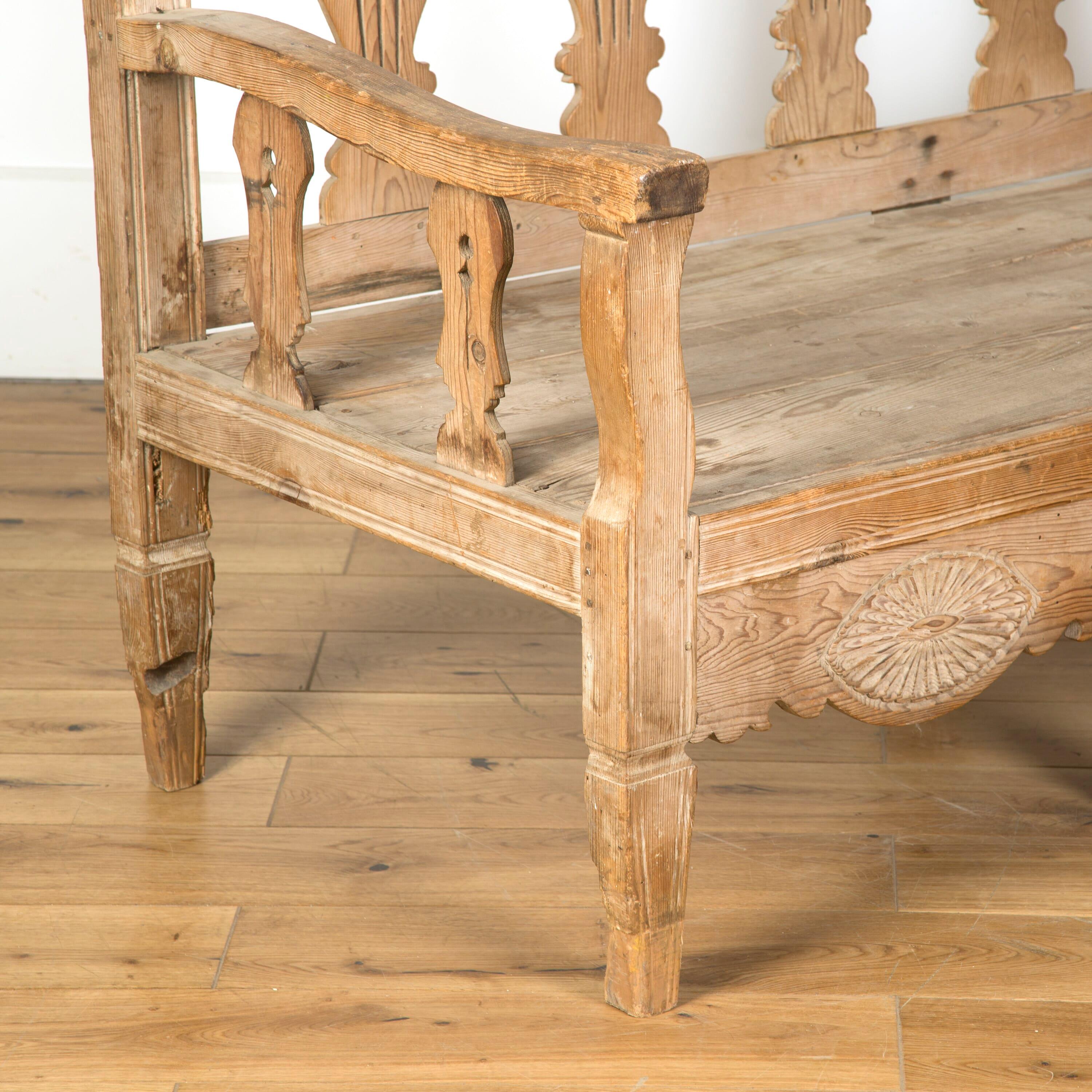 19th Century Bleached Spanish Bench 1