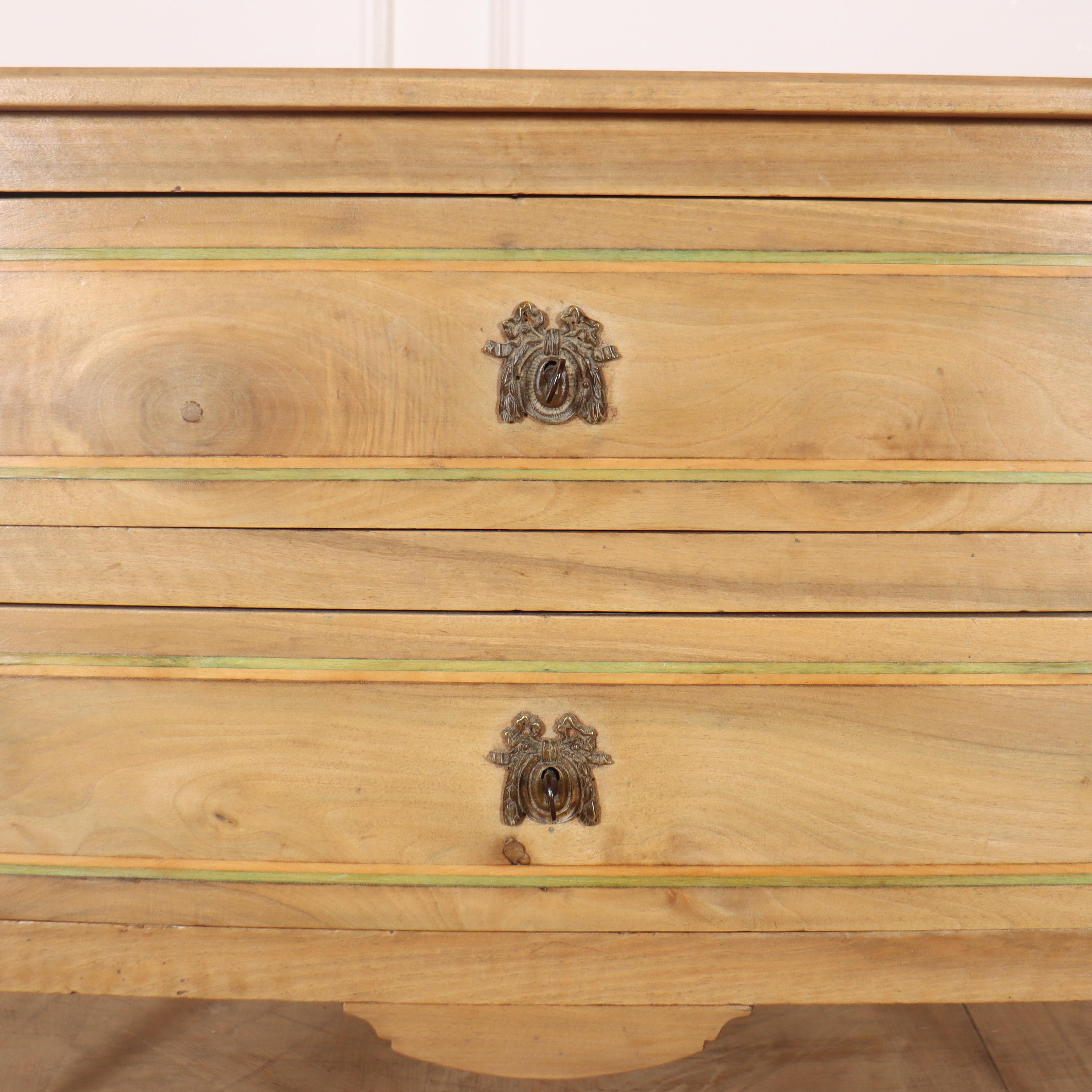 Sbiancato 19th Century Bleached Walnut Italian Commode in vendita