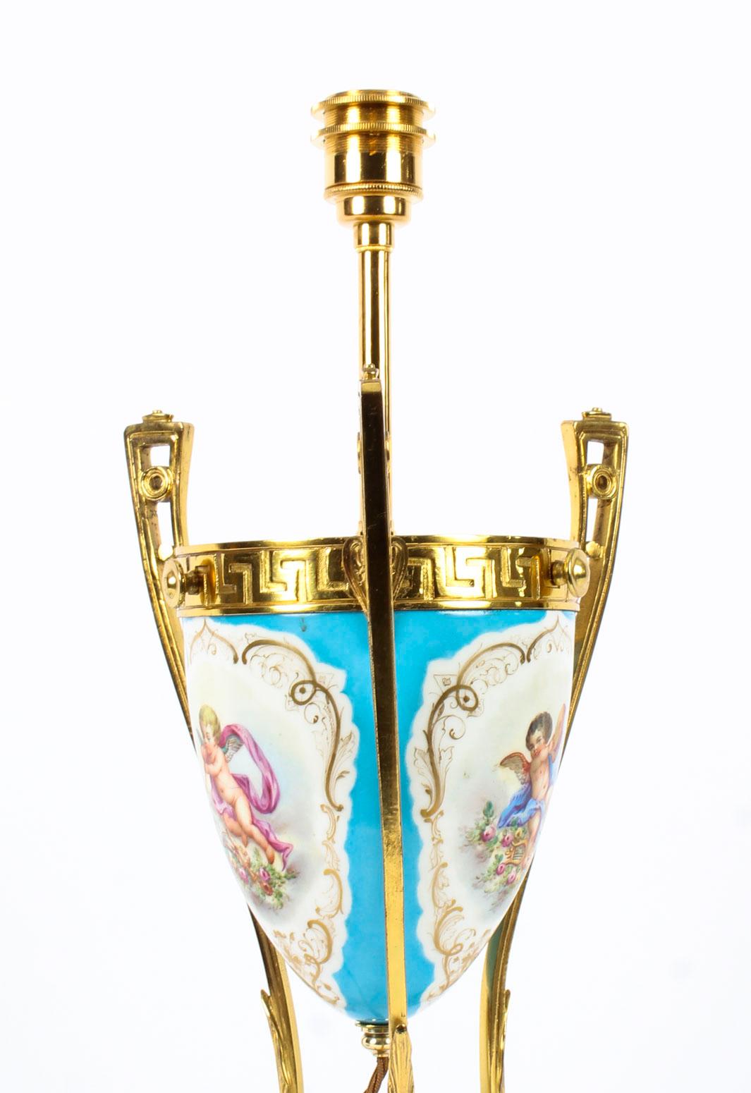 19th Century Bleu Celeste Sèvres Porcelain Ormolu Lamp 6