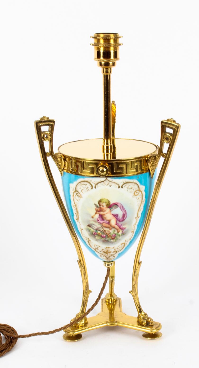 19th Century Bleu Celeste Sèvres Porcelain Ormolu Lamp 8