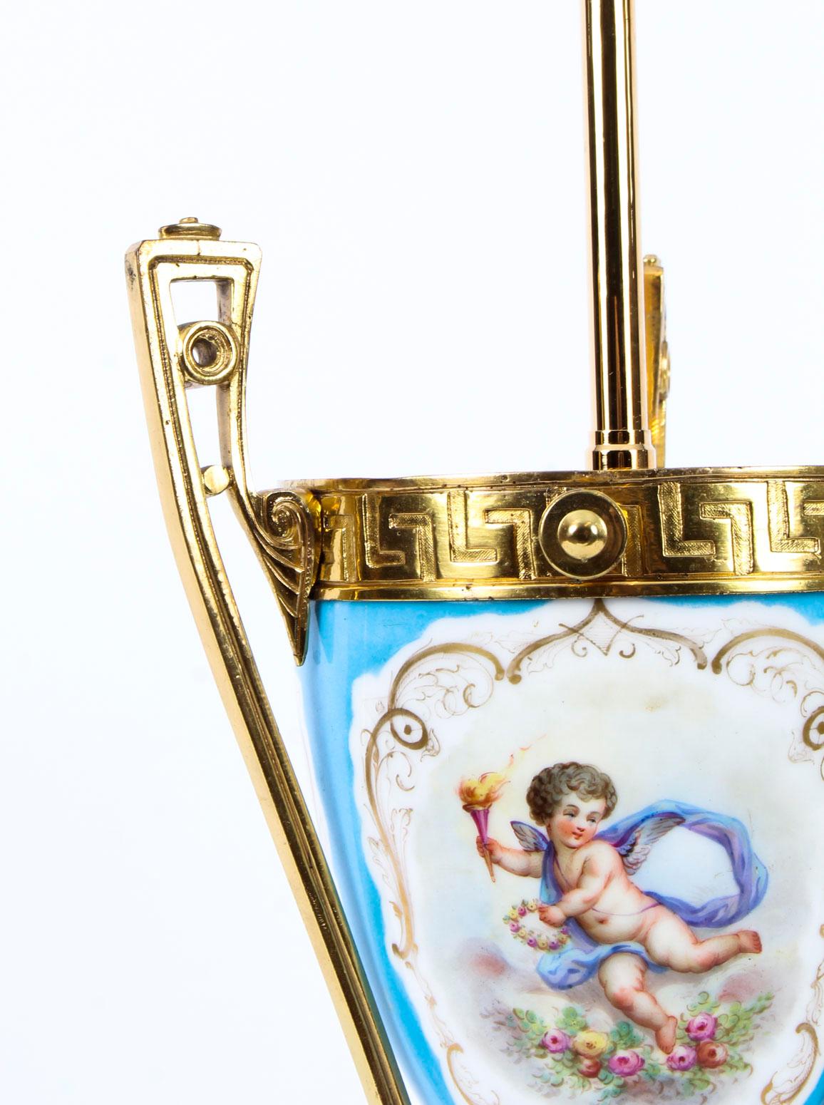 French 19th Century Bleu Celeste Sèvres Porcelain Ormolu Lamp