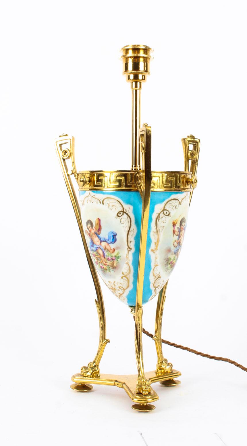 19th Century Bleu Celeste Sèvres Porcelain Ormolu Lamp 1