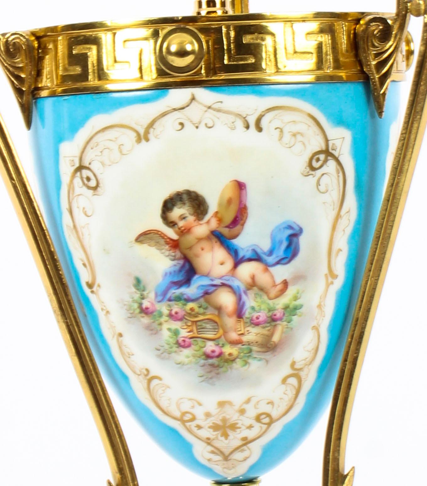 19th Century Bleu Celeste Sèvres Porcelain Ormolu Lamp 2