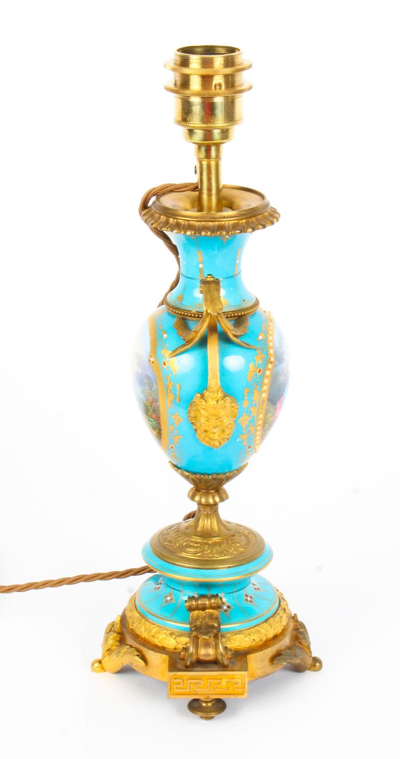 Late 19th Century 19th Century Bleu Celeste Sevres Porcelain Ormolu Table Lamp