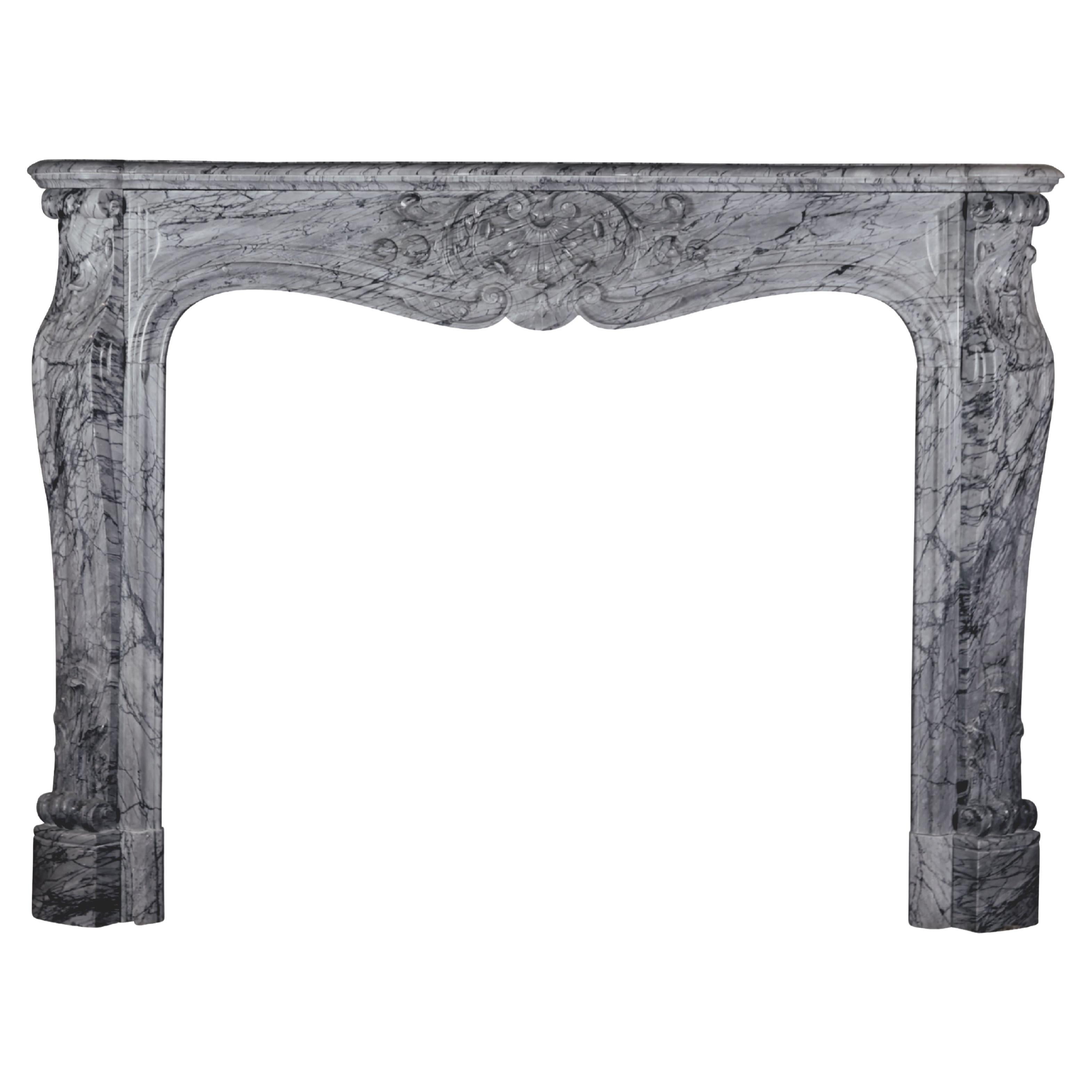 19th Century Bleu Turquin Original Antique Fireplace Mantel