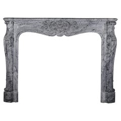 19th Century Bleu Turquin Original Antique Fireplace Mantel