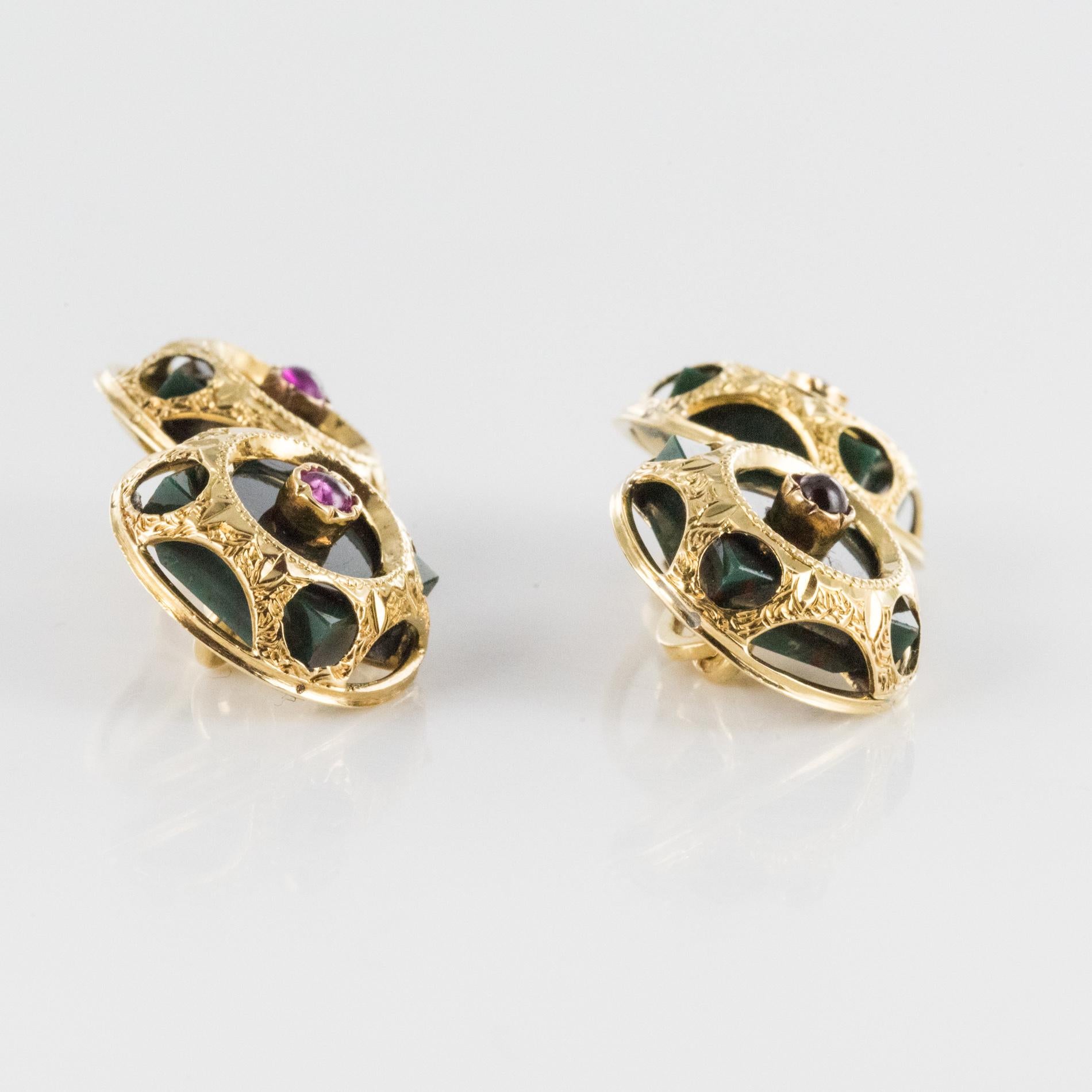 19th Century Blood Jasper Ruby 18 Karat Yellow Gold Cufflinks For Sale ...