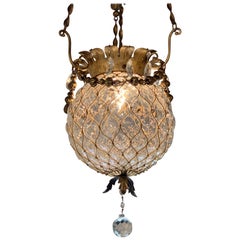 19th Century Blown Glass and Gilt Tole Lantern