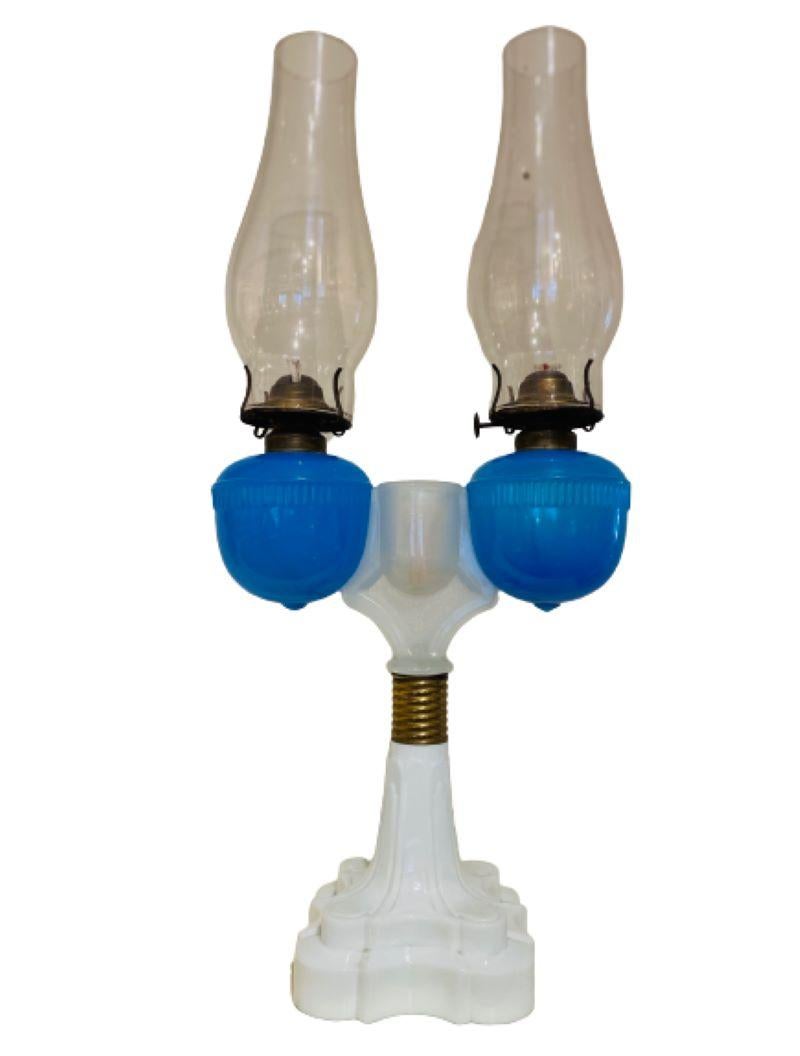 19th Century Blown Glass Wedding Lamp, circa 1870 In Good Condition For Sale In Nantucket, MA
