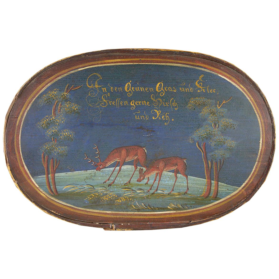 19th Century Blu Animal Painted Italian Box