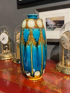 19th Century Blu Ceramic Seccessionist Art Nouveau Vase by Leon Solon