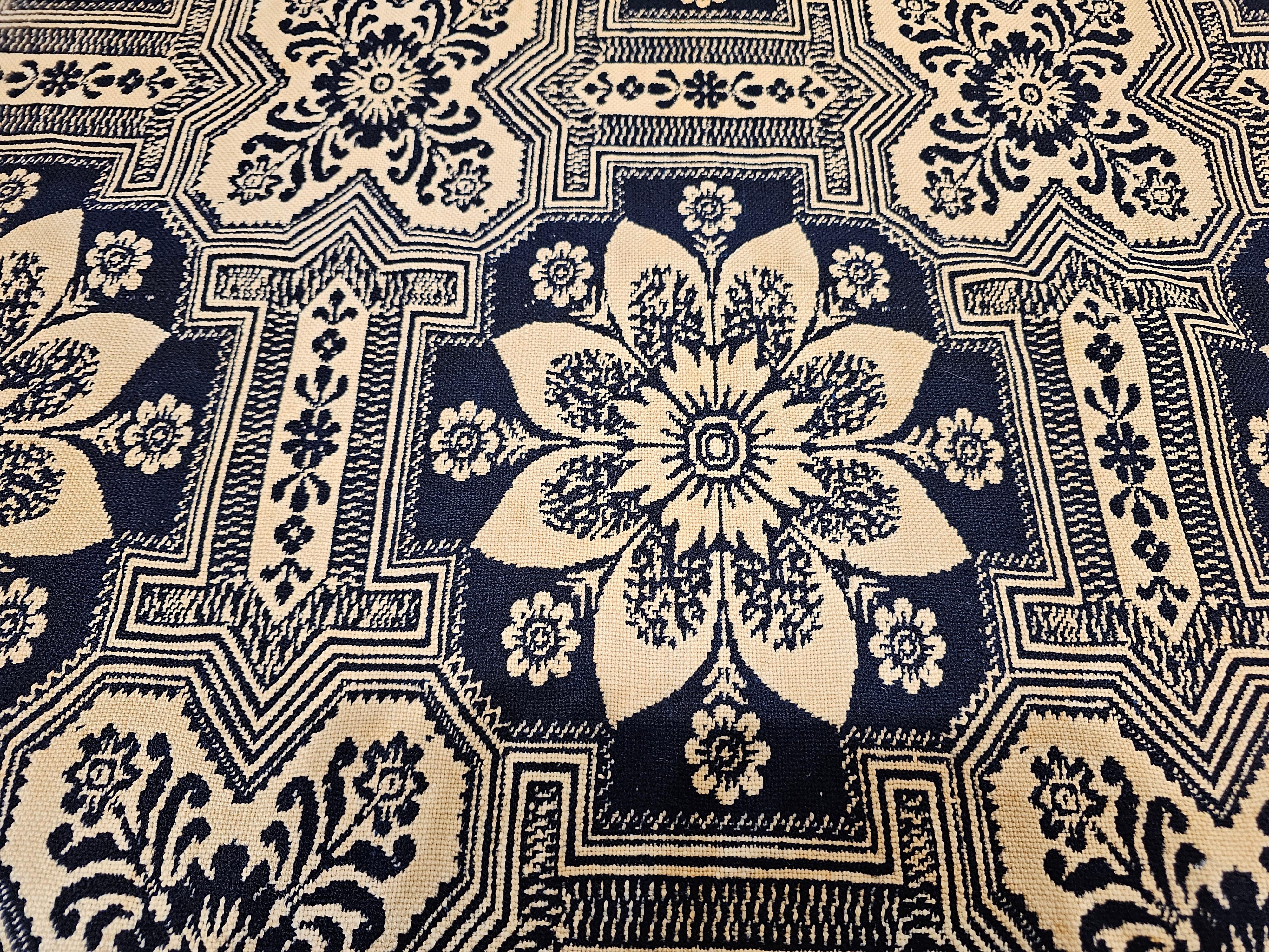 19th Century Blue and White American Jacquard Coverlet with Eagle and Stars For Sale 8
