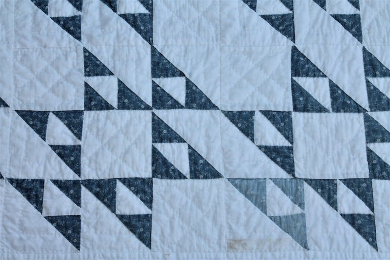 19th Century Blue and White Crib Quilt For Sale at 1stDibs