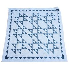 19th Century Blue and White Crib Quilt
