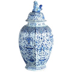 19th Century Blue and White Delft Vase and Cover 19th Century Blue and White Delft Vase and Cover