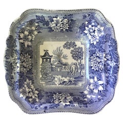 Antique 19th Century Blue and White Elephant Bowl Chinoiserie Pagoda Burslem
