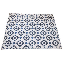 19th Century Blue and White Geometric Quilt