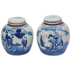 Pair of Petite 19th Century Blue and White Ginger Jars