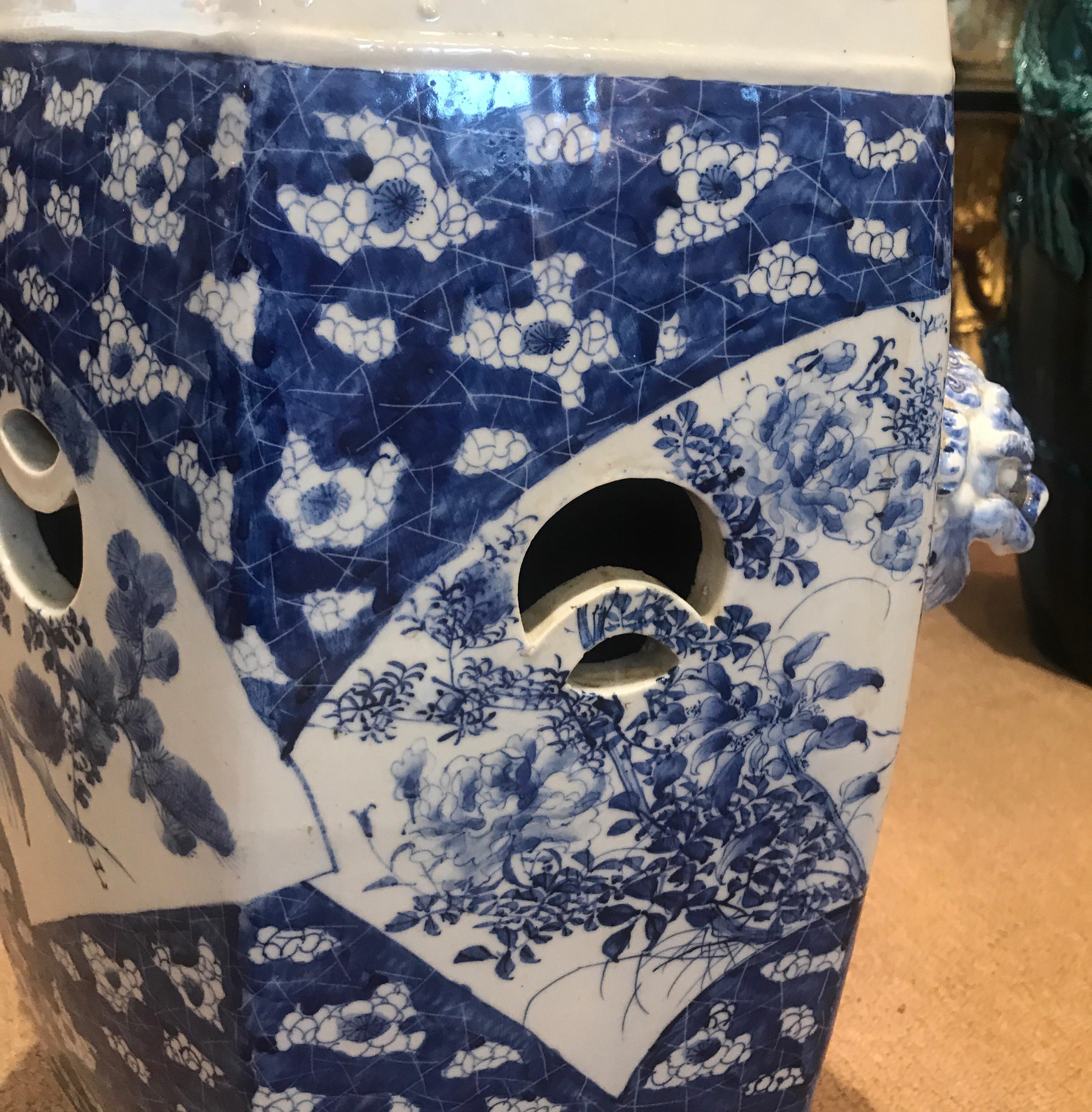 Meiji 19th Century Blue and White Imari Porcelain Garden Seat