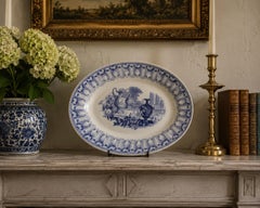 19th Century Blue and White Ironstone Transferware Platter