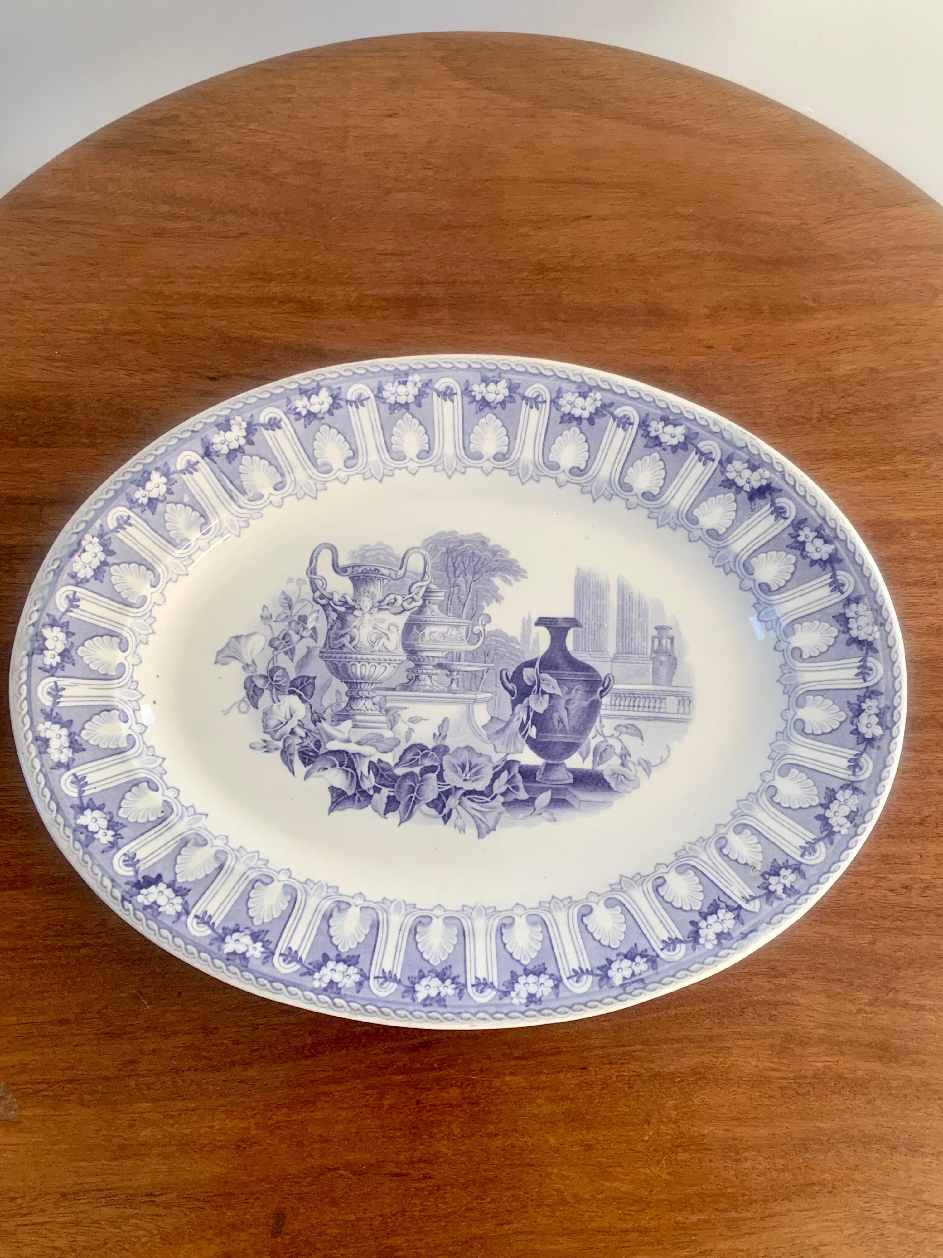 19th Century Blue and White Ironstone Transferware Platter For Sale 2
