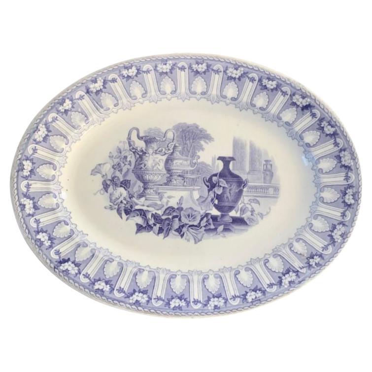 19th Century Blue and White Ironstone Transferware Platter For Sale
