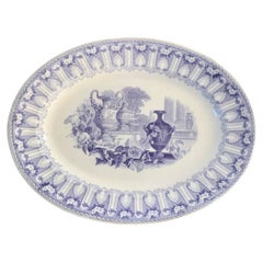 19th Century Blue and White Ironstone Transferware Platter