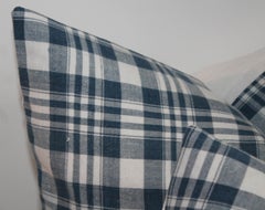 19th Century Blue and White Linen Pillows, Pair