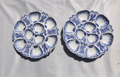 19th Century Blue and White Oyster Plate Vieillard Bordeaux